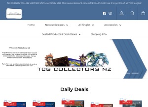 How tcgcollectornz.com looks like on a tablet such as an iPad.