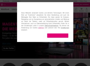 How tcommerce.de looks like on a tablet such as an iPad.