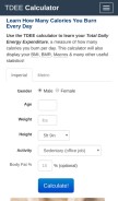 How tdeecalculator.net looks like on a mobile device such as an iPhone.