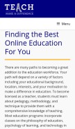 How teach.com looks like on a mobile device such as an iPhone.
