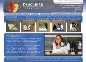 How teacherstestprep.com looks like on a tablet such as an iPad.