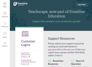 How teachscape.com looks like on a tablet such as an iPad.