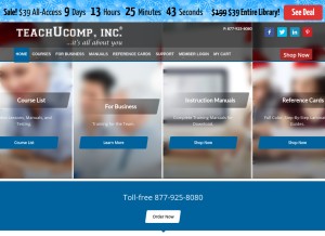 How teachucomp.com looks like on a tablet such as an iPad.