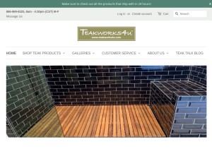 How teakworks4u.com looks like on a tablet such as an iPad.