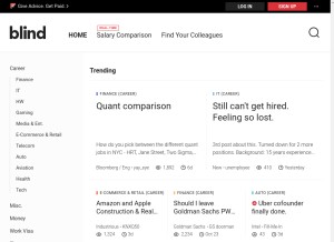 How teamblind.com looks like on a tablet such as an iPad.