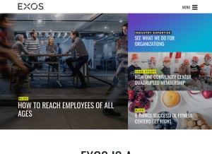 How teamexos.com looks like on a tablet such as an iPad.