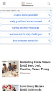 How teamgroupnames.com looks like on a mobile device such as an iPhone.