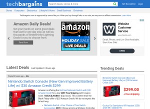 How techbargains.com looks like on a tablet such as an iPad.