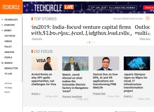 How techcircle.in looks like on a tablet such as an iPad.