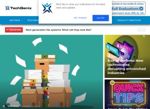 How techgenix.com looks like on a tablet such as an iPad.