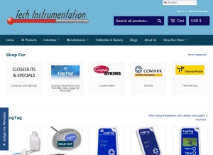 How techinstrument.com looks like on a tablet such as an iPad.