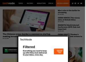 How technode.com looks like on a tablet such as an iPad.