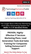 How technologymarketingtoolkit.com looks like on a mobile device such as an iPhone.