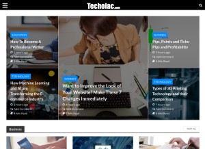 How techolac.com looks like on a tablet such as an iPad.