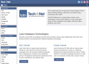 How techonthenet.com looks like on a tablet such as an iPad.