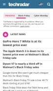 How techradar.com looks like on a mobile device such as an iPhone.