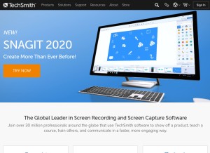 How techsmith.com looks like on a tablet such as an iPad.