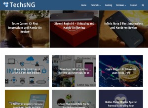 How techsng.com looks like on a tablet such as an iPad.