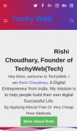 How techyweb.tech looks like on a mobile device such as an iPhone.