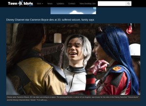 How teenidols4you.com looks like on a tablet such as an iPad.
