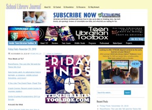 How teenlibrariantoolbox.com looks like on a tablet such as an iPad.