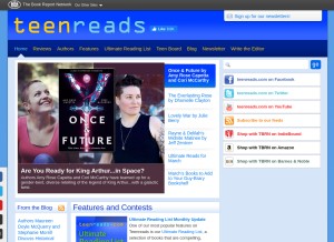 How teenreads.com looks like on a tablet such as an iPad.