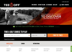 How teeoff.com looks like on a tablet such as an iPad.