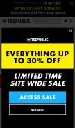How teepublic.com looks like on a mobile device such as an iPhone.