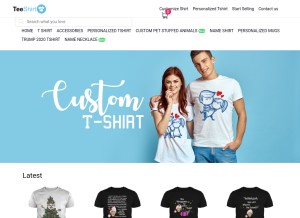 How teeshirt21.com looks like on a tablet such as an iPad.