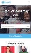 How teezily.com looks like on a mobile device such as an iPhone.
