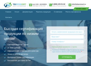 How tehpromsert.ru looks like on a tablet such as an iPad.