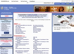 How tek-tips.com looks like on a tablet such as an iPad.
