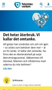 How tekniskaverken.se looks like on a mobile device such as an iPhone.