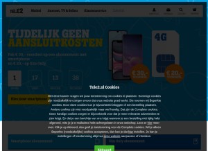 How tele2.nl looks like on a tablet such as an iPad.