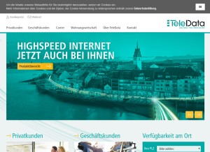 How teledata-fn.de looks like on a tablet such as an iPad.