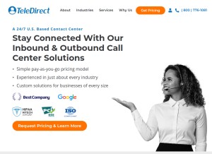 How teledirect.com looks like on a tablet such as an iPad.