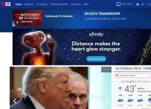 How telemundo52.com looks like on a tablet such as an iPad.