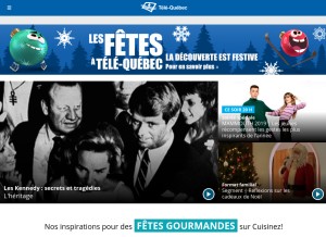 How telequebec.tv looks like on a tablet such as an iPad.