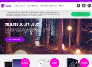 How telia.dk looks like on a tablet such as an iPad.