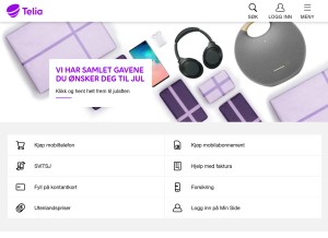 How telia.no looks like on a tablet such as an iPad.