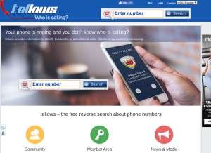 How tellows.com looks like on a tablet such as an iPad.
