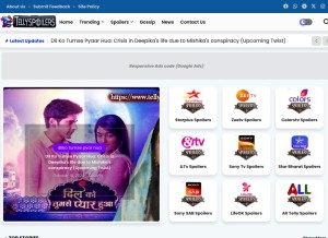 How tellyspoilers.com.in looks like on a tablet such as an iPad.
