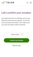 How telus.com looks like on a mobile device such as an iPhone.