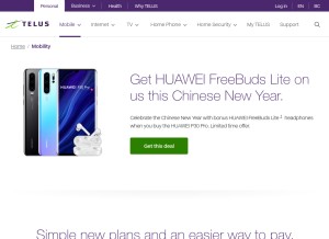 How telusmobility.com looks like on a tablet such as an iPad.