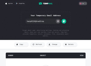 How temp-mail.org looks like on a tablet such as an iPad.