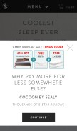 How tempursealy.com looks like on a mobile device such as an iPhone.