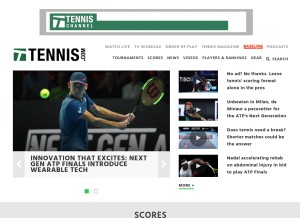 How tennis.com looks like on a tablet such as an iPad.