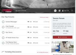 How tennisforum.com looks like on a tablet such as an iPad.