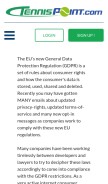 How tennispoint.com looks like on a mobile device such as an iPhone.