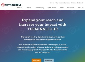 How terminalfour.net looks like on a tablet such as an iPad.